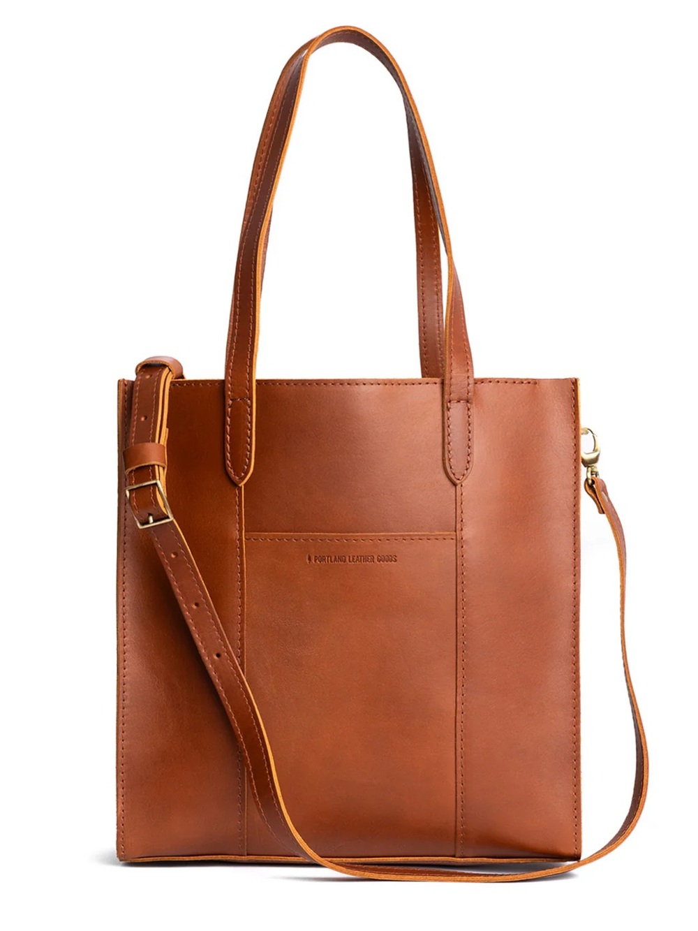 Portland Leather Lola Large Zipper Crossbody Tote North/South Honey